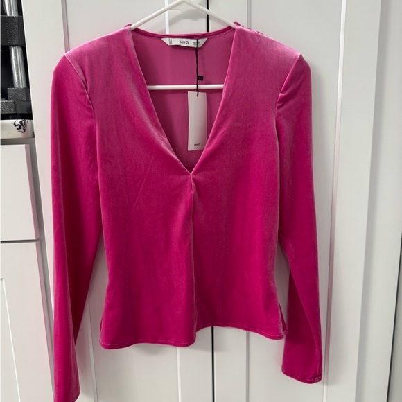 Mango Women's Fuchsia Velvet Blouse - Picture 1 of 3